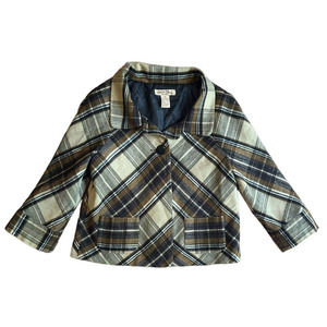 Vintage Paris Blues Brown, Black, and Tan Wool Blend Academia Style Plaid Jacket